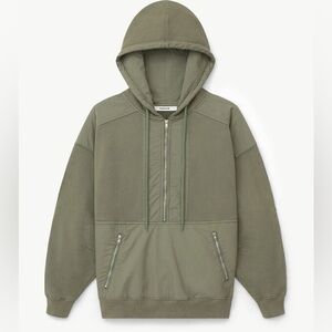 Thakoon Paneled Hooded Sweatshirt Olive Green size Small